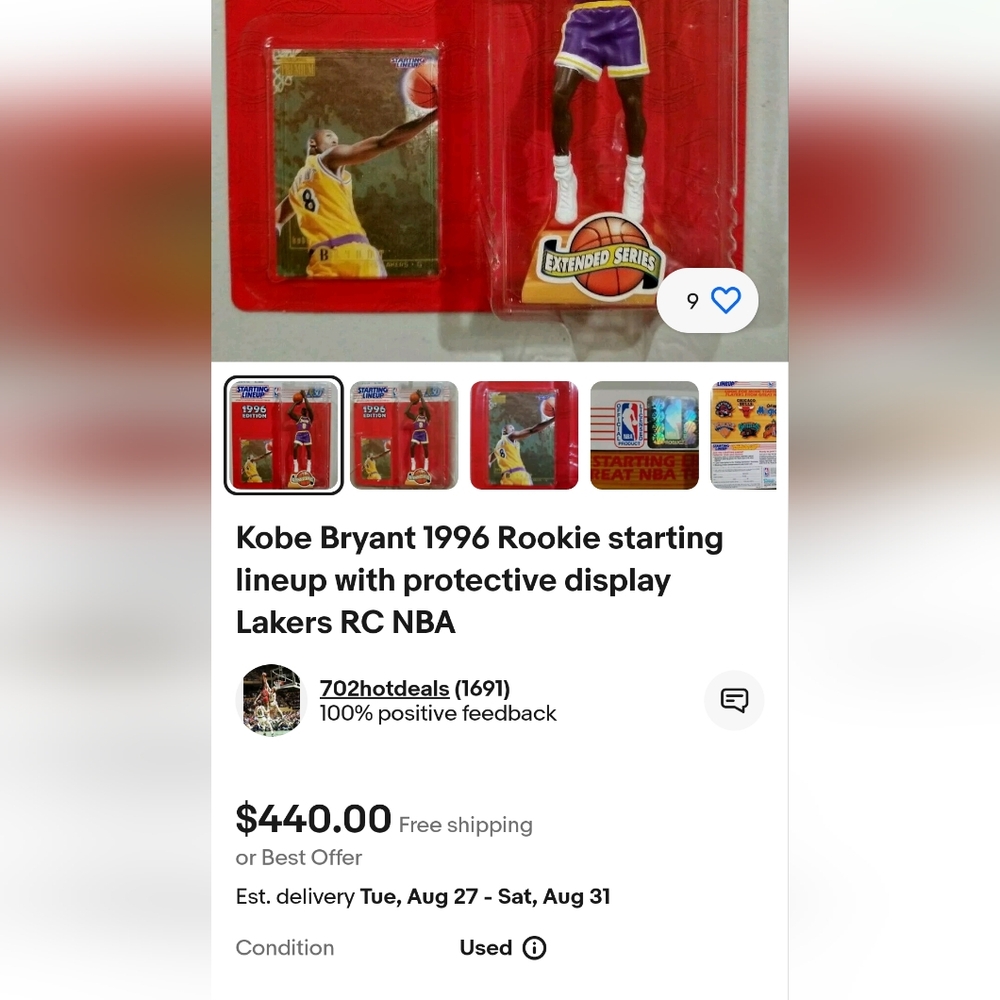 Kobe Bryant 1996 Rookie starting lineup with protective display Lakers RC NBA - Picture 4 of 4